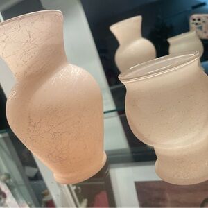 Vintage Indiana Glass Frosted Peach Vases – Set of 2 | Mid-Century Style